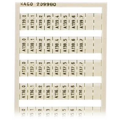 WAGO 209-980 Markeringskaarten Opdruk: A130.0 A130.1 - A139.6, A139.7 5 stuk(s)