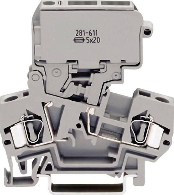 WAGO 281-611 Zekeringklem 8 mm Spanveer Toewijzing: L Grijs 1 stuk(s)