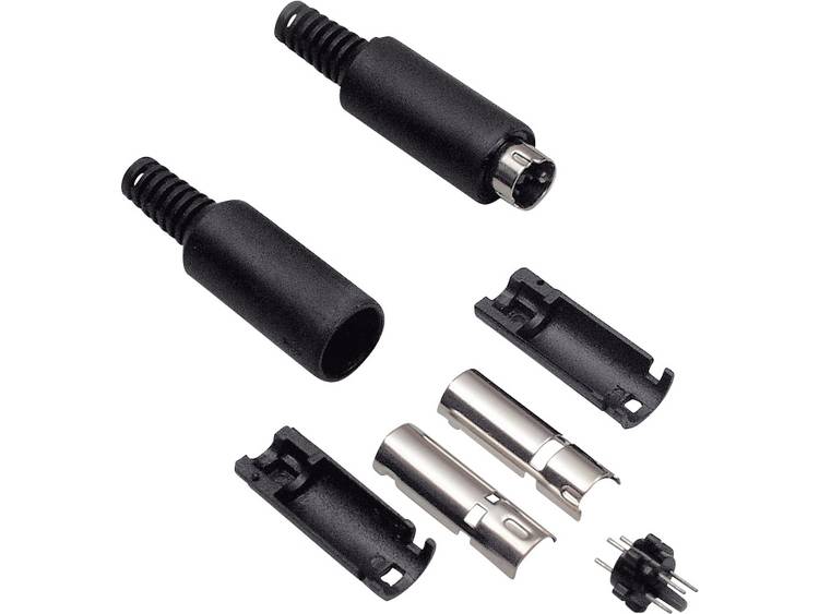 Miniatuur DIN-connector Stekker, recht Aantal polen: 4 Zwart Goobay 204002 1 stuks