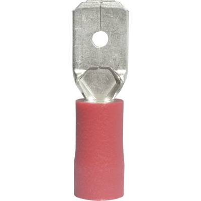 Een rood, metalen kabelschoen-verbinder die wordt gebruikt voor elektrische aansluiting van draden.