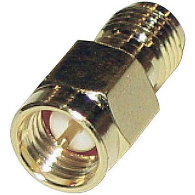 Een goudkleurige coaxiale adapter met schroefdraad, geschikt voor het verbinden van coaxkabels, afgebeeld op een witte achtergrond.