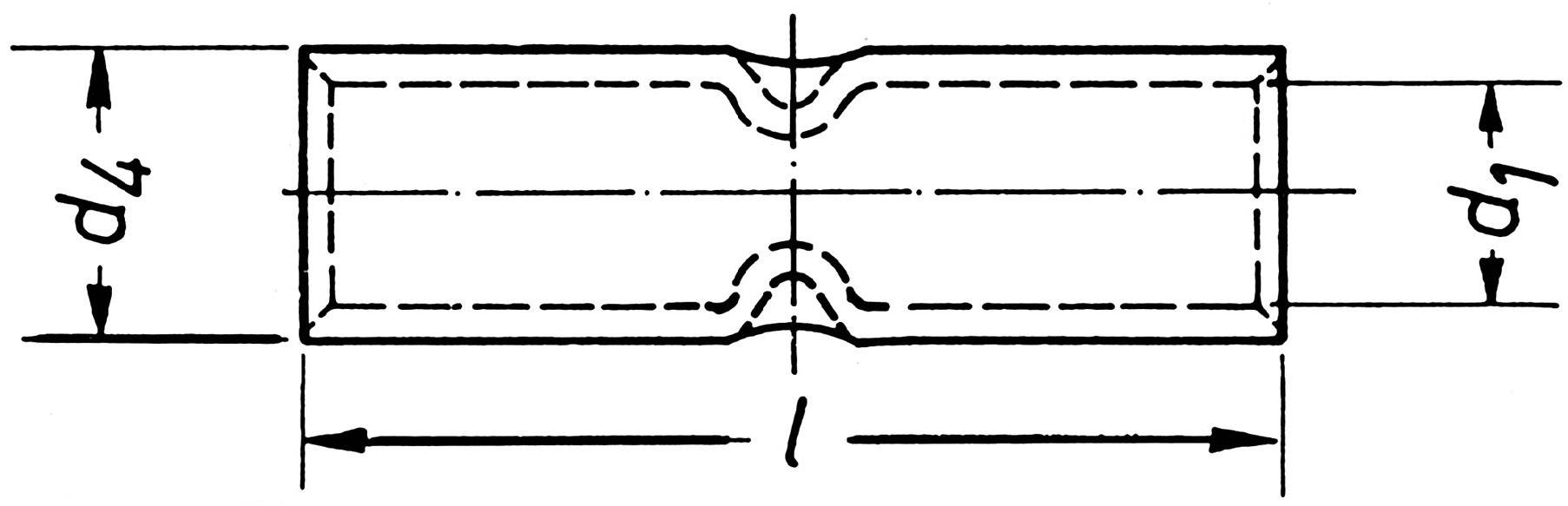 Technische tekening van een cilindrisch onderdeel met twee buitendiameters d4 en d1, een lengte l en een verbinding in het midden.