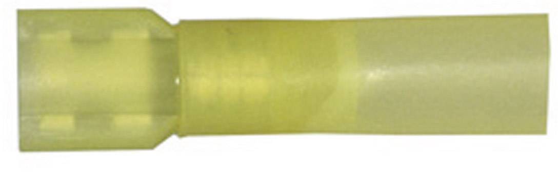Gele geïsoleerde platte stekker, gebruikt voor elektrische verbinding of bedrading in elektrische installaties.