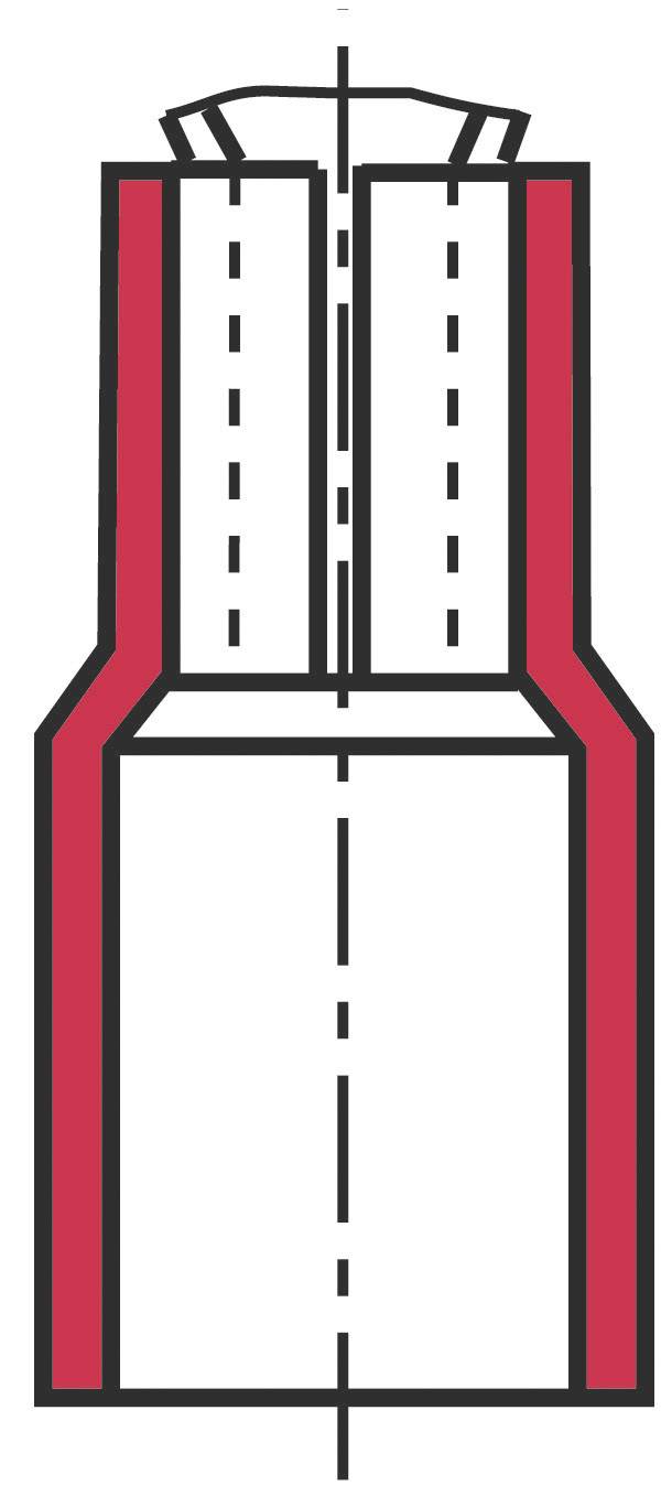 Technische tekening van een doorsnede van een cilindrisch object met twee gemarkeerde rode gebieden aan beide zijden.