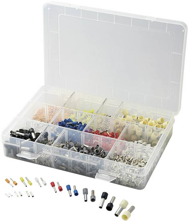 TRU COMPONENTS 737030 Assortiment adereindhulzen 0.5 mm², 0.75 mm², 1 mm², 1.5 mm², 2.5 mm², 4 mm², 6 mm², 10 mm² Oranje, Wit, Geel, Rood, Blauw, Groen, Zwart, Wit 2700 stuk(s)