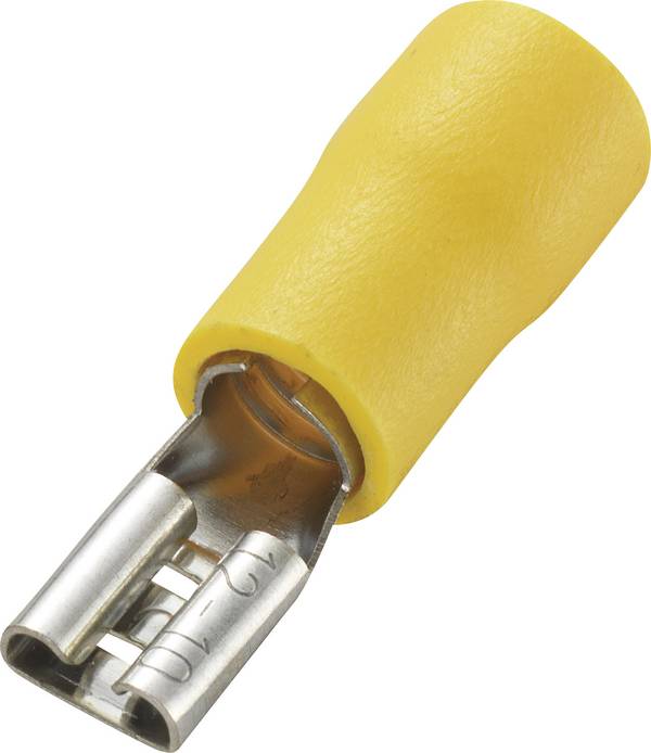 TRU COMPONENTS 1572191 Platte stekker (female) Insteekbreedte: 4.8 mm Insteekdikte: 0.5 mm 180 ° Deels geïsoleerd Geel 50 stuk(s)