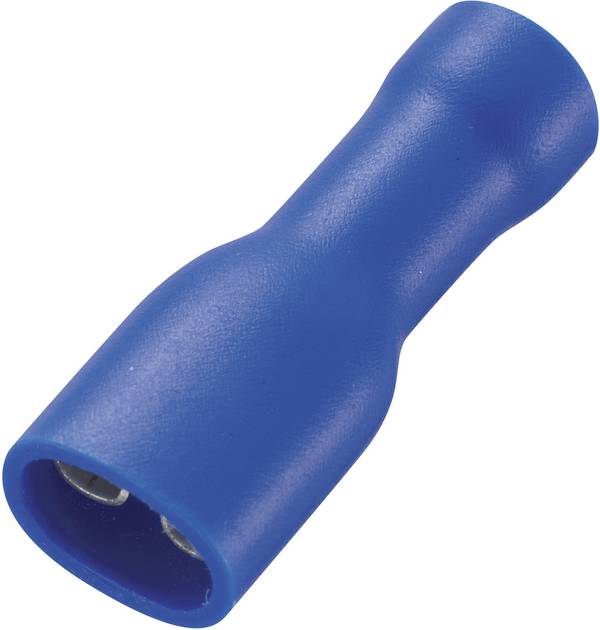 TRU COMPONENTS 737792 Platte stekker (female) Insteekbreedte: 4.8 mm Insteekdikte: 0.5 mm 180 ° Volledig geïsoleerd Blauw 50 stuk(s)