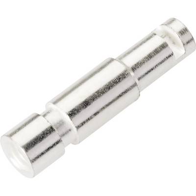 Een cilindrische, metalen connector van zilver, die wordt gebruikt voor elektronische of mechanische verbindingen.