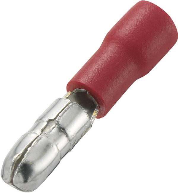 TRU COMPONENTS 1572193 Ronde connector 0.50 mm² 1 mm² Stift-Ø: 4 mm Deels geïsoleerd Rood 100 stuk(s)