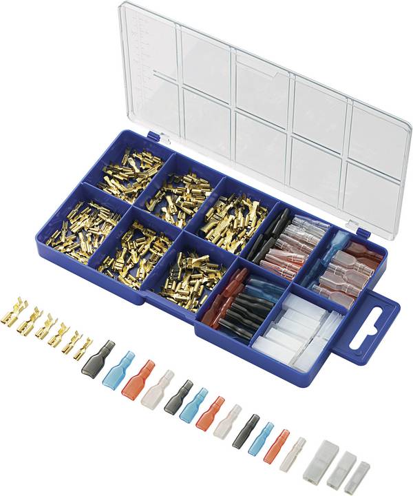 TRU COMPONENTS 739647 Assortiment kabelschoenen 0.104 mm² - 2.50 mm² Transparant, Zwart, Rood, Blauw 260 stuk(s)