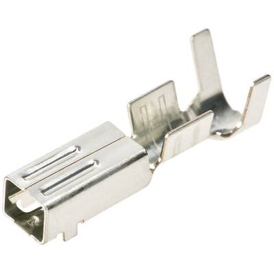 Metalen USB-stekker, rechthoekig, met twee zijdelingse klemmen voor bevestiging aan een kabel of printplaat.