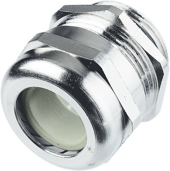 Een metalen kabelwartel met zeskante kop en ronde behuizing, vaak gebruikt voor het veilig afdichten en vasthouden van kabels.