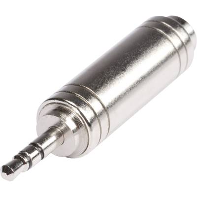 Een zilveren metalen stekker met drie ringen, vergelijkbaar met een audiostekker.