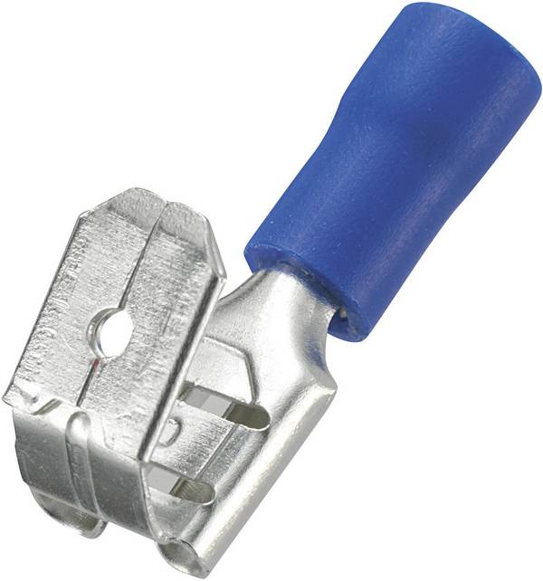 TRU COMPONENTS 745034 Platte stekker (female) Met vertakking Insteekbreedte: 6.4 mm Insteekdikte: 0.8 mm 180 ° Deels geïsoleerd Blauw 50 stuk(s)
