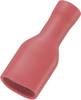 TRU COMPONENTS 737698 Platte stekker (female) Insteekbreedte: 6.35 mm Insteekdikte: 0.8 mm 180 ° Volledig geïsoleerd Rood 50 stuk(s)