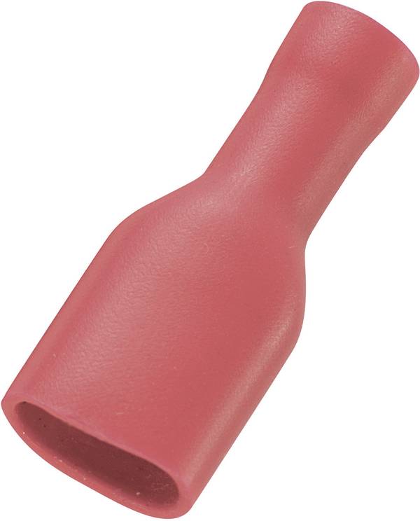 TRU COMPONENTS 737698 Platte stekker (female) Insteekbreedte: 6.35 mm Insteekdikte: 0.8 mm 180 ° Volledig geïsoleerd Rood 50 stuk(s)