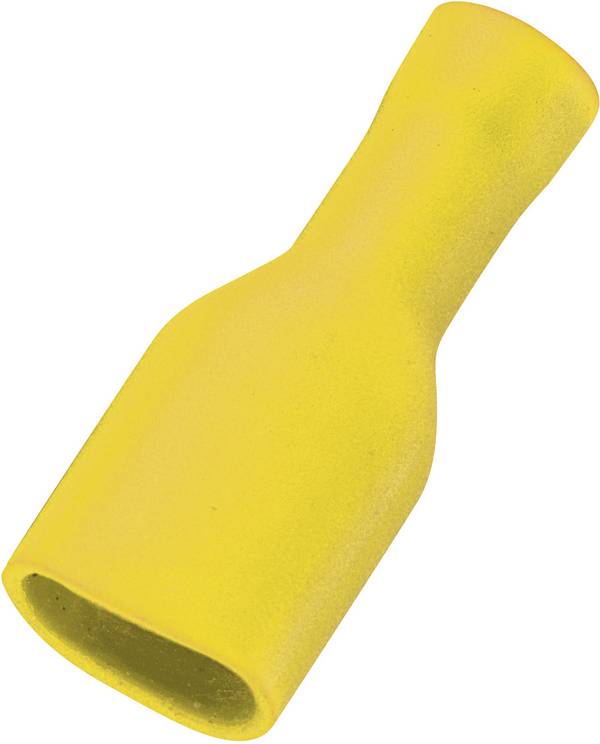 TRU COMPONENTS 1572130 Platte stekker (female) Insteekbreedte: 6.4 mm Insteekdikte: 0.8 mm 180 ° Volledig geïsoleerd Geel 50 stuk(s)