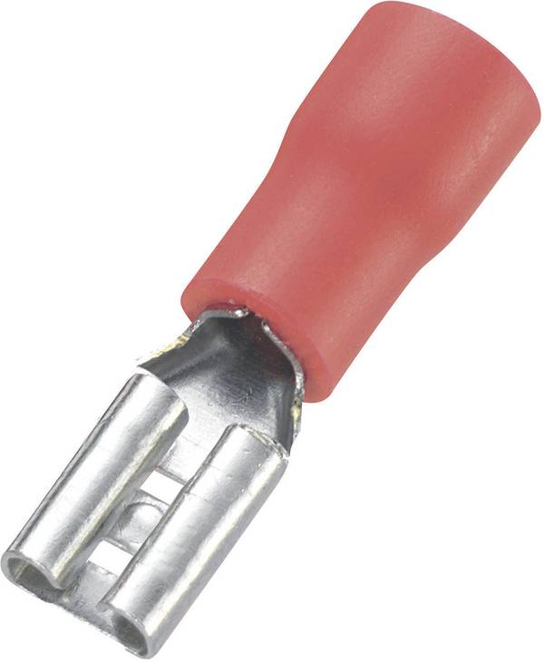 TRU COMPONENTS 745098 Platte stekker (female) Insteekbreedte: 2.8 mm Insteekdikte: 0.5 mm 180 ° Deels geïsoleerd Rood 100 stuk(s)