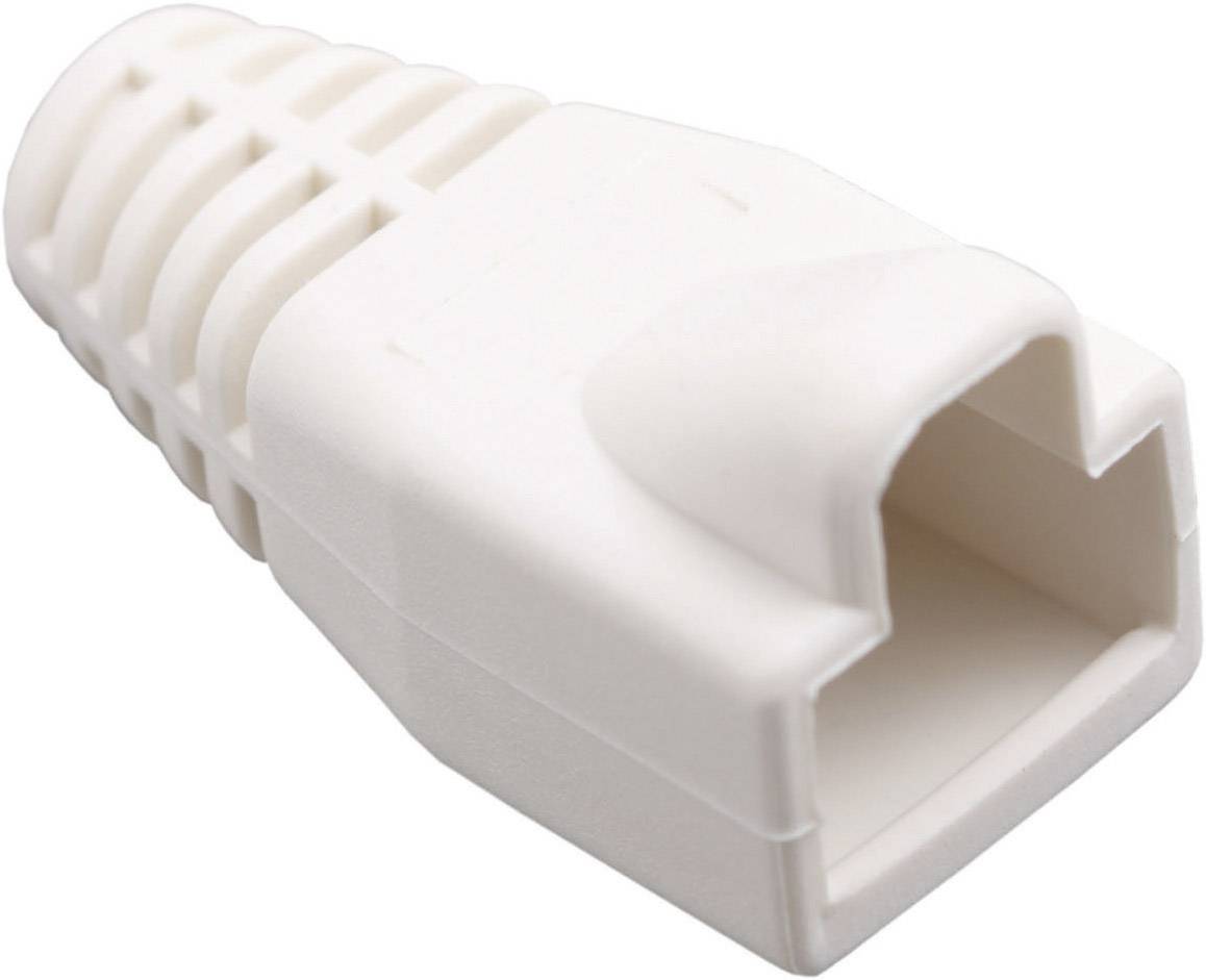 'Afsluitdop voor RJ-45-stekker in wit, van kunststof, met geribde structuur voor verbeterde grip.'