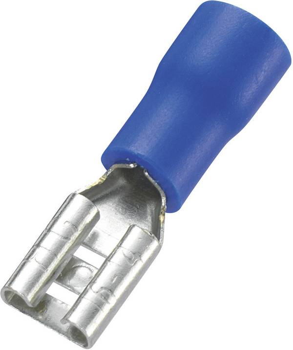 TRU COMPONENTS 745180 Platte stekker (female) Insteekbreedte: 4.8 mm Insteekdikte: 0.8 mm 180 ° Deels geïsoleerd Blauw 100 stuk(s)