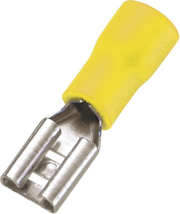TRU COMPONENTS 1572133 Platte stekker (female) Insteekbreedte: 6.4 mm Insteekdikte: 0.8 mm 180 ° Deels geïsoleerd Geel 50 stuk(s)