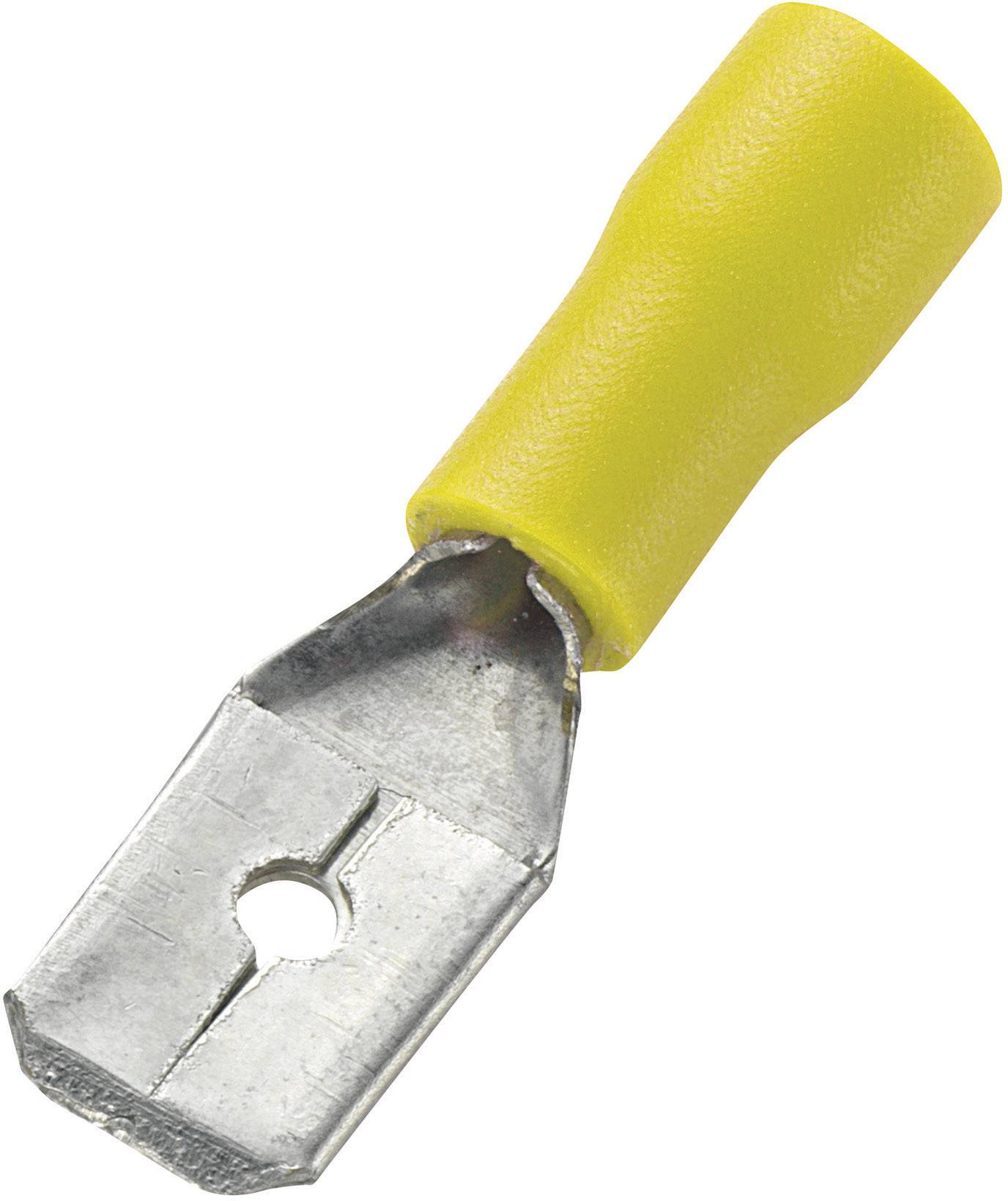 TRU COMPONENTS 745439 Platte stekker (male) Insteekbreedte: 6.4 mm Insteekdikte: 0.8 mm 180 ° Deels geïsoleerd Geel 50 stuk(s)