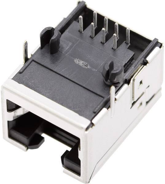 Een enkele USB-aansluiting close-up. De aansluiting toont de metalen pinnen en de zwarte kunststof behuizing.