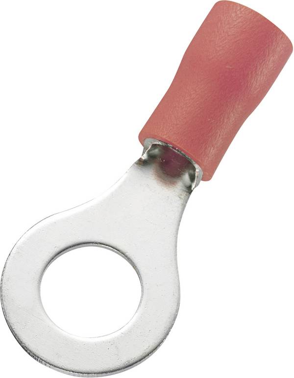 TRU COMPONENTS 1572135 Ringkabelschoen Dwarsdoorsnede (max.): 1.50 mm² Schachtdiameter: 6.4 mm Deels geïsoleerd Rood 100 stuk(s)