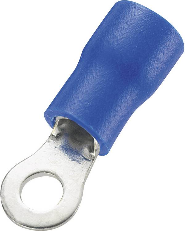 TRU COMPONENTS 746087 Ringkabelschoen Dwarsdoorsnede (max.): 2.50 mm² Schachtdiameter: 3.2 mm Deels geïsoleerd Blauw 100 stuk(s)
