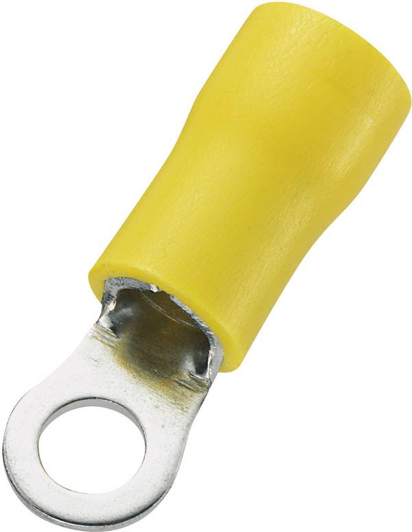 TRU COMPONENTS 746628 Ringkabelschoen Dwarsdoorsnede (max.): 6 mm² Schachtdiameter: 4.3 mm Deels geïsoleerd Geel 50 stuk(s)