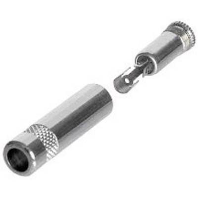 Een BNC-connector met verwijderbare centrale pin, weergegeven in gedemonteerde staat. Geschikt voor coaxkabelverbindingen in elektronische toepassingen.