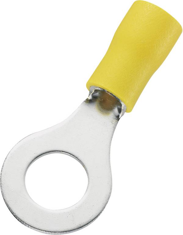 TRU COMPONENTS 746750 Ringkabelschoen Dwarsdoorsnede (max.): 6 mm² Schachtdiameter: 8.4 mm Deels geïsoleerd Geel 50 stuk(s)