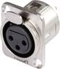 Hicon HI-X3DF XLR-connector Flensbus, contacten recht Aantal polen: 3 Zilver, Zwart 1 stuk(s)