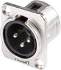 Hicon HI-X3DM XLR-connector Flensstekker, contacten recht Aantal polen: 3 Zilver, Zwart 1 stuk(s)
