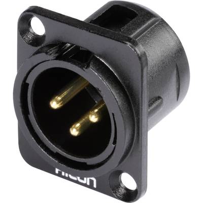 Hicon HI-X3DM-G XLR-connector Flensstekker, contacten recht Aantal polen: 3  Zwart 1 stuk(s) 