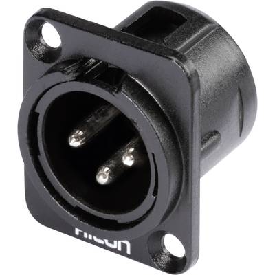 Hicon HI-X3DM-M XLR-connector Flensstekker, contacten recht Aantal polen: 3  Zwart 1 stuk(s) 