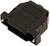 Zwart behuizing voor een D-Sub-connector, met schroeven aan de zijkanten voor bevestiging.