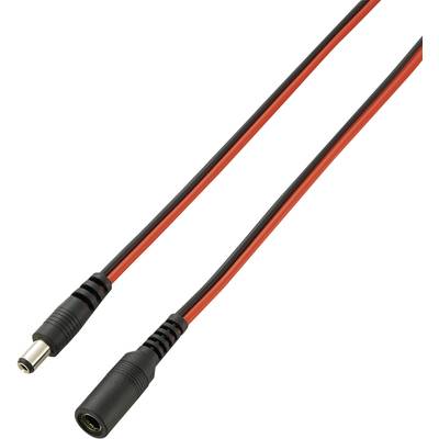 'Zwart en rood kabel met een mannelijke en vrouwelijke aansluiting, geschikt voor elektronische of stroomverbindingen.'