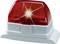Rode alarmverlichting knippert op een wit behuizing, signaleert waarschuwing of noodgeval.