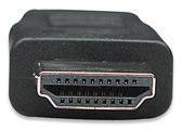 'Close-up van een HDMI-connector met 19 pinnen, voor overdracht van audio- en videosignalen in hoge kwaliteit.'