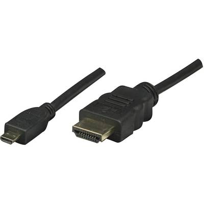 Manhattan 324427-CG HDMI-kabel HDMI Aansluitkabel HDMI-A-stekker, HDMI-micro-D-stekker 2.00 m Zwart Ultra HD-HDMI
