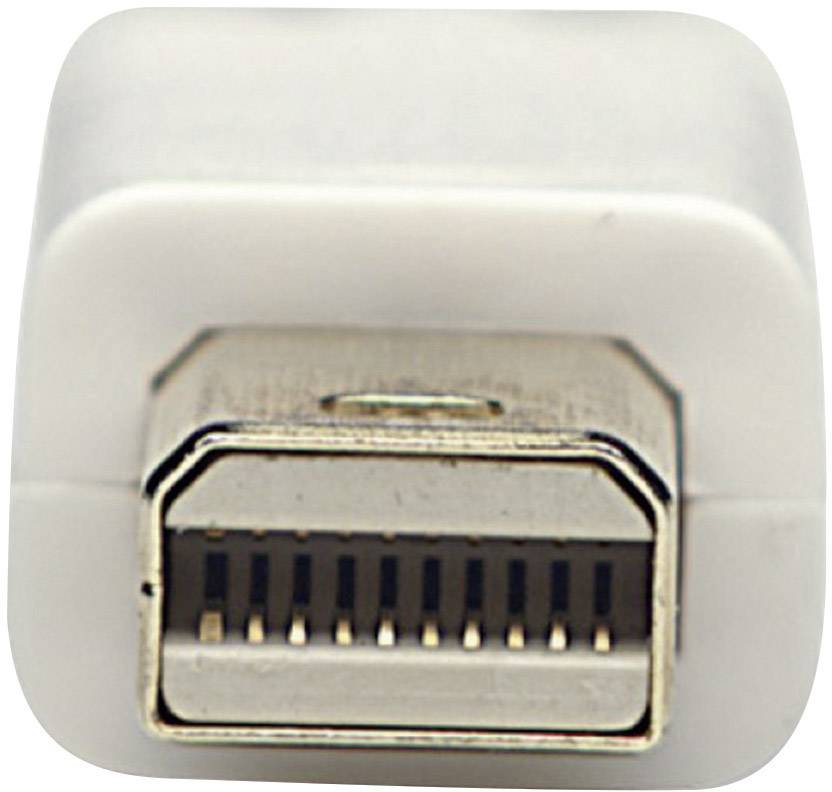 Close-upfoto van een Mini DisplayPort-connector die wordt gebruikt voor het aansluiten van computers op monitors of andere weergaveapparaten.