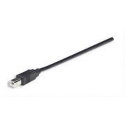 Een zwarte coaxkabel met een metalen stekker aan de linkerkant, die wordt gebruikt voor audio- of videaansluiting.