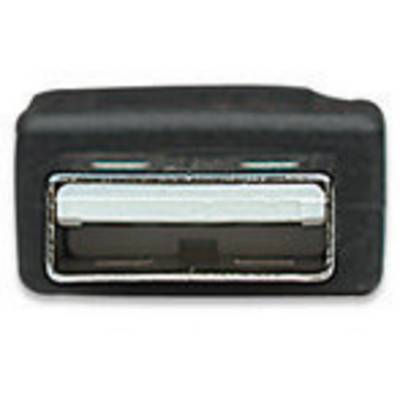 Zwarte USB-A-stekker close-up, toont de aansluitingen en de metalen binnenkant.