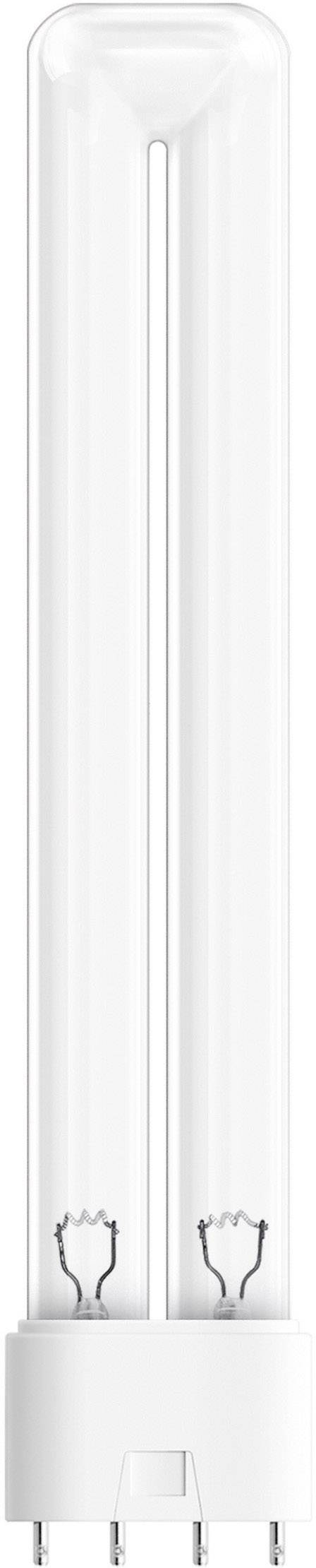 Een lange, smalle tl-lamp met twee onderste pennen, geschikt voor gebruik in energiezuinige verlichting.