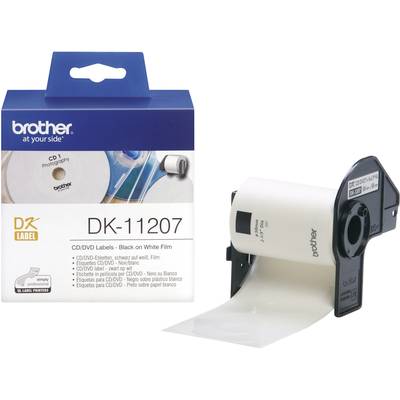 Brother DK-11207 Rol met etiketten Ø 58 mm Folie Wit 100 stuk(s) Permanent hechtend DK11207 CD-etiketten, DVD-etiketten 
