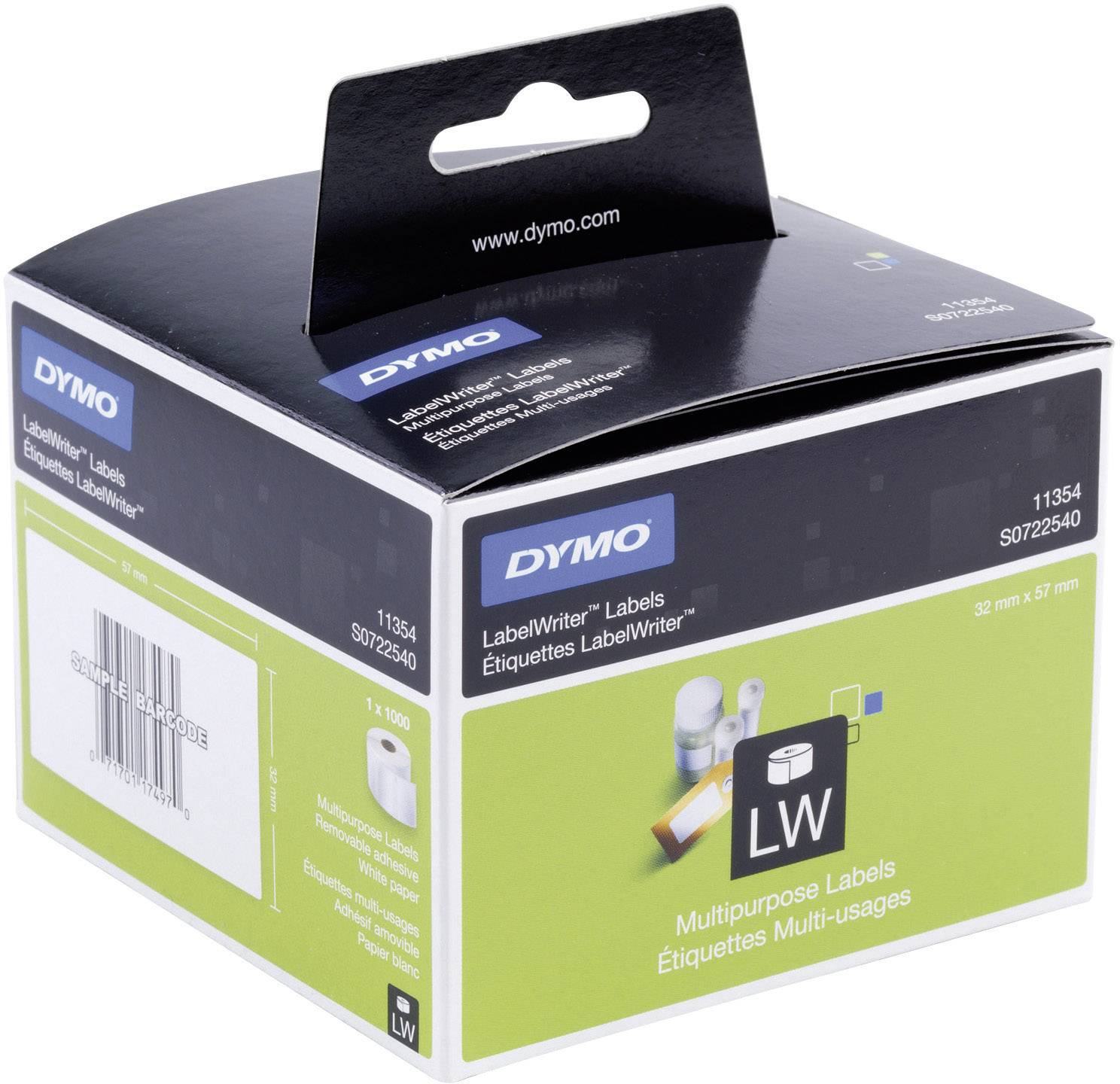 DYMO Rol met etiketten 11354 S0722540 57 x 32 mm Papier ...