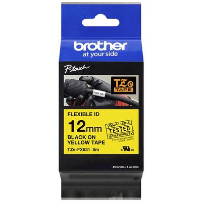 Brother TZe-FX631 Labeltape flexibel   Tapekleur: Geel Tekstkleur: Zwart 12 mm 8 m