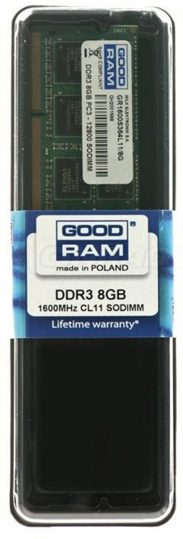 Goodram GR1600S364L11/8G geheugenmodule 8 GB 1 x 8 GB DDR3 1600 MHz