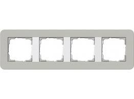 GIRA 4-Gang Dekselraam Grijs/Puur Wit 0214412-0